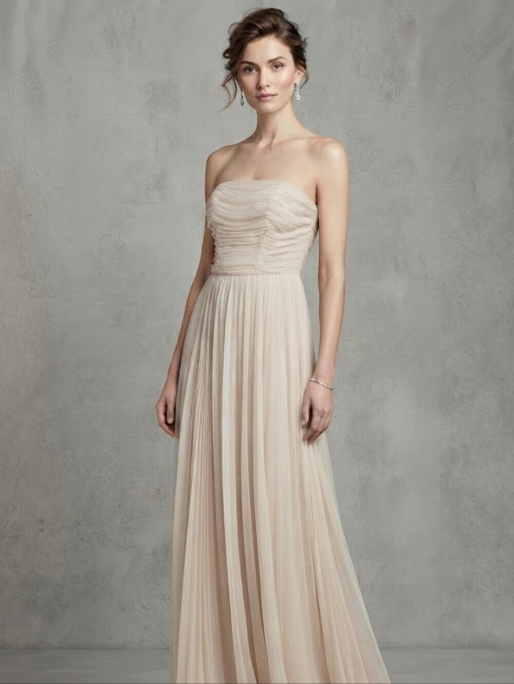 Asos Bridal Cream & Gold Strapless Gown 2